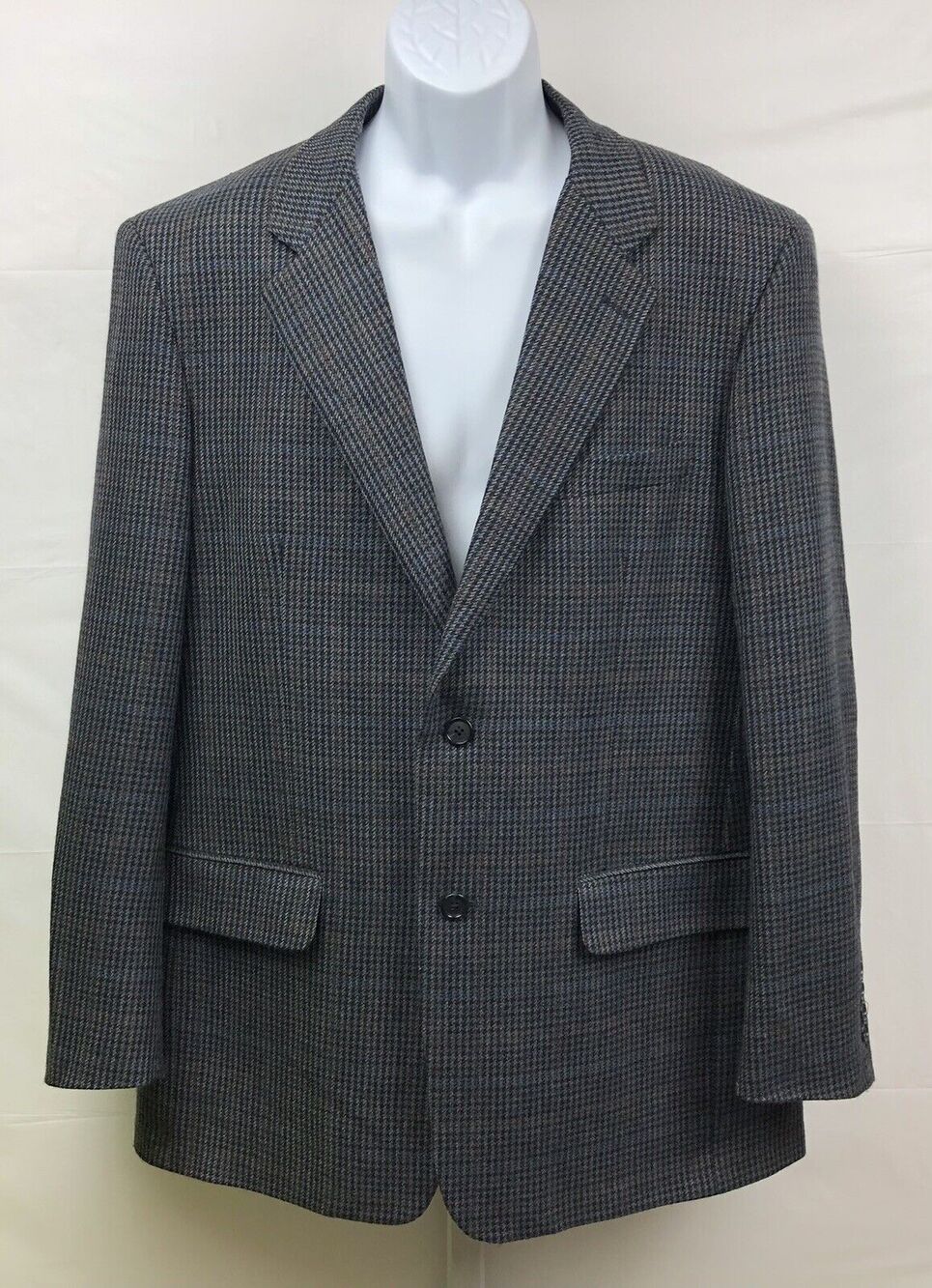 Club Room Sport Coat Men 42R Navy Gray Wool Cashmere 2-Button Lined Jacket